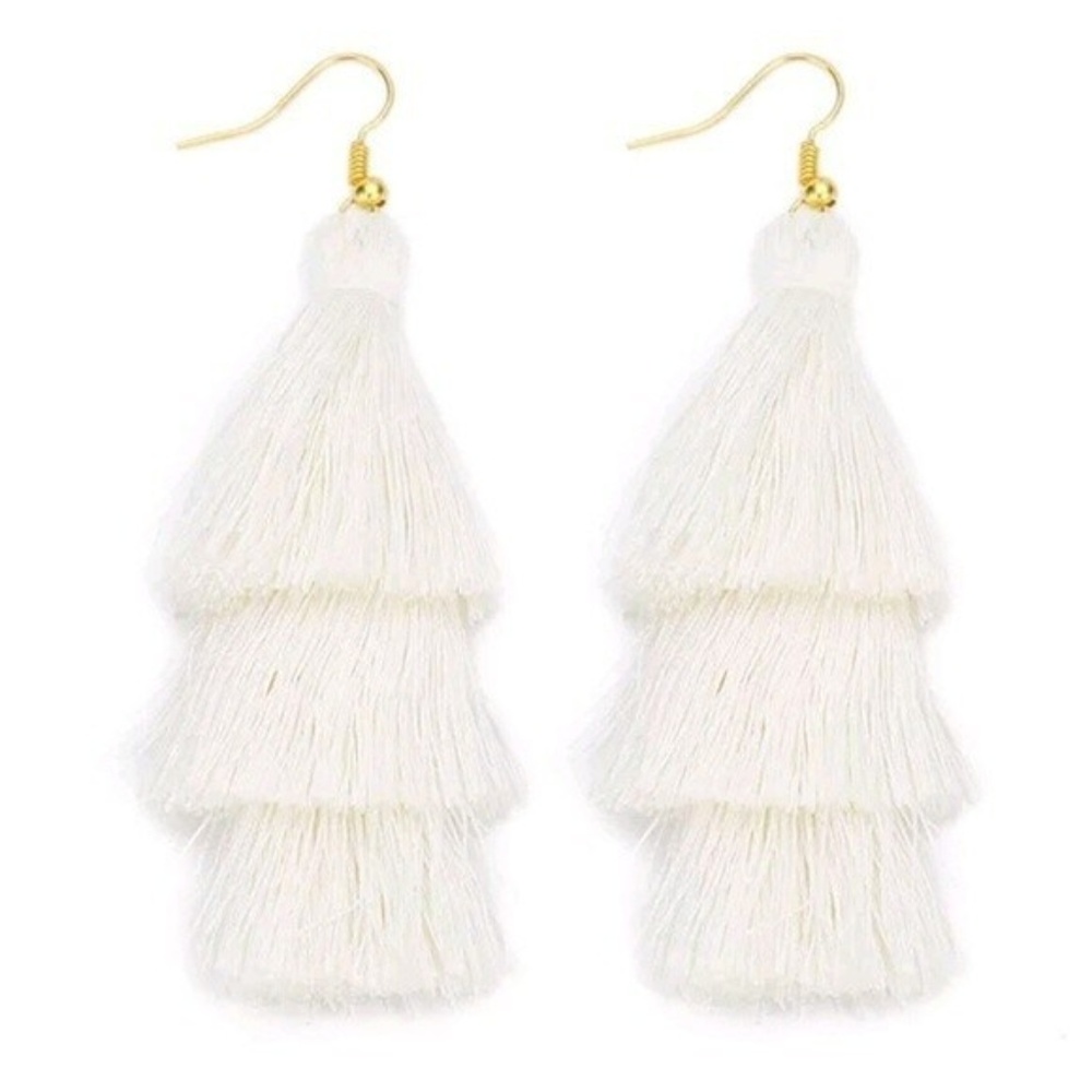 Snow Angel Bohemian Statement Tassel Earring
